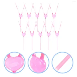 Disposable Cups Straws 10 Pcs Plastic For Valentine Lovers Double Head Drinking Two Heads Couples Party Child