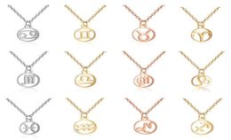 Sinogaa Stainless Steel Zodiac Sign Necklaces Pendants 12 Constellation Jewellery Virgo Leo Taurus Gemini Necklace Women Collar5260924