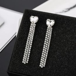 Dangle Earrings 2024 Trendy Long Crystal Tassel For Women Rhinestone Bridal Shiny Drop Wedding Party Jewellery Gift