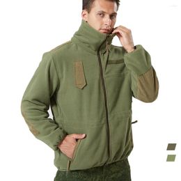 Hunting Jackets Men's Fleece Jacket Tactical Military Warm Windproof Autumn Winter Outdoor TAD Coat Stand Collar Causal Slim Outwear Top