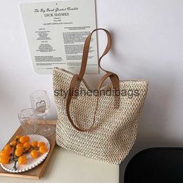 Shoulder Bags Summer Woven Bag Women Beach Female Straw Knitted Handmade Large Capacity Handbag Purse Travel ToteH24217