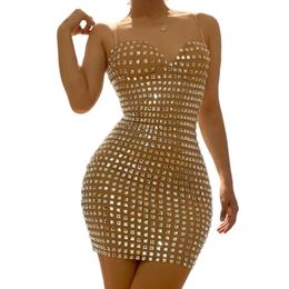 Stage Wear Sexy Bar Dj Nightclub Party Evening Dresses Women Singer Rhinestones Dress Festival Outfits Gogo Prom Mini