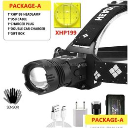 Headlamps Powerf Headlamp Pir Induction Build-In Battery Usb Rechargeable Zoomable And Cob Headlight For Outdoor Drop Delivery Sport Dhuqg