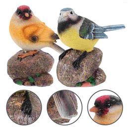 Garden Decorations 2Pcs Mini Resin Birds Miniature Bird Figurine Lifelike Parrots Model Micro Landscape