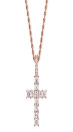 New Charm Pendant Full Ice Out CZ Simulated Diamonds Catholic Crucifix Pendant Necklace With Long Chain9088770