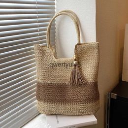 Shoulder Bags Straw Beac Bag Summer Woven Tote wit Tassels Large Soulder for Women Purses and andbags Raan Boo RaffiaH24217
