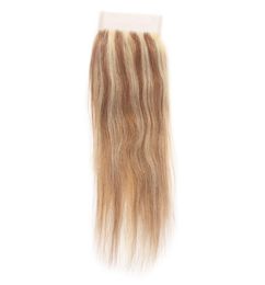 Nami Hair Highlight Ombre Colour 4x4 Lace Closure Brazilian Straight Remy Human Hair Brown Honey Blonde Piano Colour 86135058966