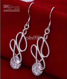 selling popular 925 silver inlay zircon ed wire drop earrings fashion Jewellery 10pairlot3570430