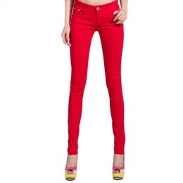 Pant Elastic Pencil Jeans Pants Candy Coloured Mid Waist Zipper Slim Fit Skinny Full Length Female Trouser For Woman 240129