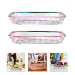 Kitchen Storage 2 Pcs Tableware Basket Chopsticks Holder Container Clothes Drying Rack Utensil 201 Stainless Steel Cabinet