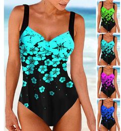 Women's Swimwear Summer One-piece Swimsuit With Plum Blossom Print Sexy Off Shoulder Leisure Beach S-5XL