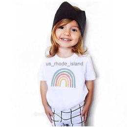 T-shirts 1-12Y Casual Style Kid Summer T shirt White Baby Short Sleeve T-shirt Toddler Rainbow Tees Boy Girl Stylish Clothing