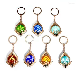 Keychains Genshin Impact Keychain Vision God's Eye 3D Luminous Car Key Chains Women Bag Pendant Ring Accessories Wholesale