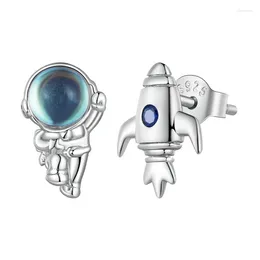 Stud Earrings Self Product 925 Sterling Silver Charms Beads For Fine Original Women Gift Astronauts In Space Rocket Jewelry Making Fit