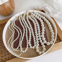 Choker 4MM-14MM Classic Beaded Simulated Pearl Necklace For Women Party Wedding Jewellery Imitation Collares Necklaces Gifts