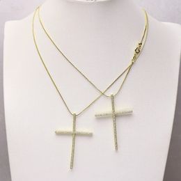 10 Pcs Tiny Cross pendant necklace zirconia Boxes chain accessories for women design 7394 240202