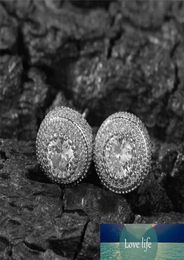 Stud Unisex Fashion Yellow White Gold Plated CZ Round Diamond Earrings for Men Women Hiphop Jewerly Factory expert design Qu9494820