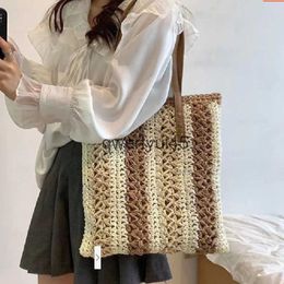 Shoulder Bags Casual Large Capacity Straw Woven Tote Soulder For Women Luxury Designer Beac Ladies andbags 2023 Summer Sopping BagH24217