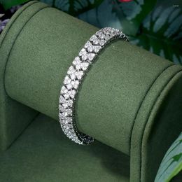 Bangle HIBRIDE High Quality Full Micro Cubic Zirconia Pave White Gold Color Women Bracelets Fashion Bridal Wedding Party Jewelry B-176