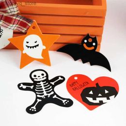 Labels Tags Halloween Gift Tags Ghost Bat Pumpkin Paper Cards Labels Package Hang Tag Happy Halloween Eve Party Packaging Supplies 50pcs Q240217
