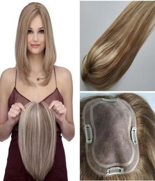 Balayage 1060 Colour Silk Base Human Hair Toppers for Women Clip in Top Hairpiece Toupee for Thinning Hair96479676659512