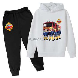 Clothing Sets Funny Hoodie Kids Tops Baby Girls Boys Great Casual Hoodies Pants 2Pcs Sets Children Cartoon Fireman Sam Printed Kids Clothes