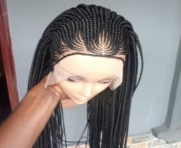 Synthetic Wigs Part Braided Box Braids Wig Long Black Hair 134 Lace Front For Women Cosplay With Baby9892225