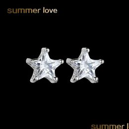 Stud Fashion Heart Round Square Star Waterdrop Shape Princess Cubic Zirconia Stud Earrings For Women Student A Week 7 Style Dhgarden Dhk9P