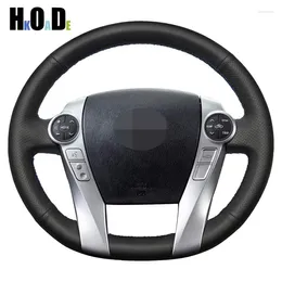 Steering Wheel Covers DIY Black Artificial Leather Handsewing Car Cover For Toyota Prius C(US)2012-2024 30(XW30) 2009-2024
