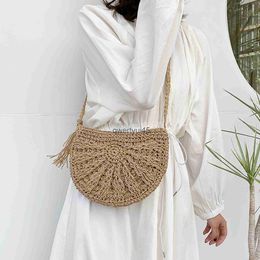 Shoulder Bags Woven Soulder andbag New Ladies Fasion Summer Straw Crossbody Bag Female Beac oliday Sopping Messenger Purses WomenH24217