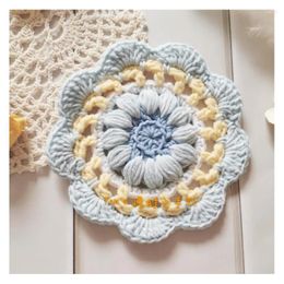 Table Mats Crochet Wedding Flower Cup Coasters Fabric Placemats Pad Tea Mug Coffee Mat Kitchen Decor