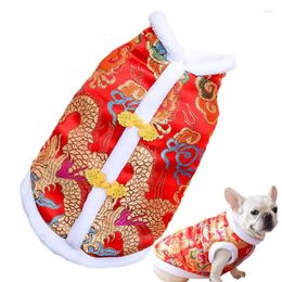 Dog Apparel Spring Festival Pet Clothes Embroidery Dragon Robe For Cat Good Luck Thickened Pets Durable Accessories