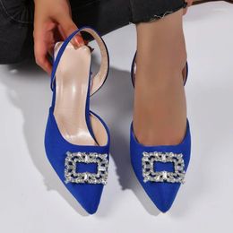 Dress Shoes 2024 Fashion For Women Slip-on Women's High Heels Summer Solid Office And Career Sexy Pointed Toe Crystal