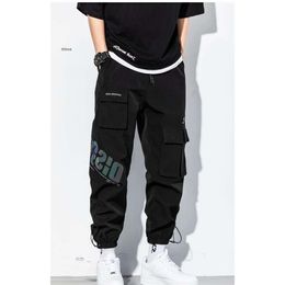 Autumn and Winter Workwear Pants, Men's Plush Hip-hop Brand with Loose Leg Binding Function, Instagram Korean Version Trendy Student Casual Pants