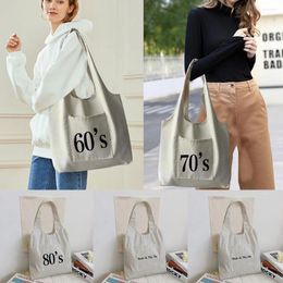 Shopping Bags Bag Foldable Fashion Student Canvas Shoulder Years Printed Ladies Shopper Travel Tote Work Handbag Organizer