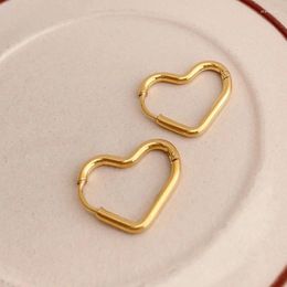 Dangle Earrings Stainless Steel Heart Hoop For Women Girls Luxury Charm Waterproof Gold Color Jewelry Fashion Ladies Gift Party