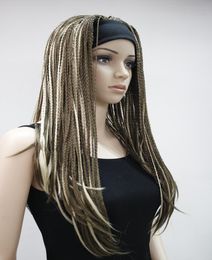 High quality Fashion Brown mixed 34 wig with headbands straight long braid half Braids Women039s wig2827998
