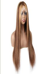 Meetu Highlight Ombre Colour Transparent 131 Frontal Human Hair Wigs Lace Front Wig Body Wave Straight Brazilian for Women All Age71416384