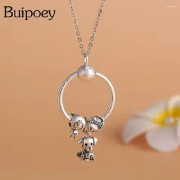 Pendant Necklaces Buipoey Cartoon Animal Dog Necklace Silver Colour Little Bear Charm Boys Girls Kids Children's Party Jewellery