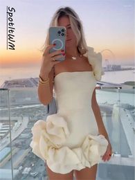 Casual Dresses Women 's One Shoulder Ruffles Bodycon Mini Dress Elegant Lady Backless Wrap Hips Vestidos Female Cocktail Evening Prom