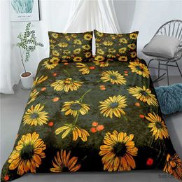 Bedding sets Sunflower King Queen Duvet Cover Beautiful Yellow Flowers Bedding Set for Kids Teens Adults Floral 2/3pcs Polyester Quilt Cover