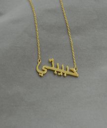 Jewellery Custom Islamic Arabic Name Personalised Stainless Steel Gold Colour Customised Persian Farsi Nameplate Necklace VVW22169534