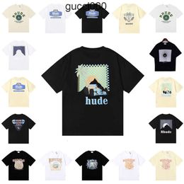 rhude luxury brand rhude shirt men t shirts designer men shirt men shorts print white black s m l xl street cotton fashion youth mens tshirts tshirt LNR2