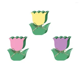 Decorative Flowers 3 Pcs Wooden Flower Ornaments Emblems Car Decor Cartoon Tulip Adornment Craft Artificial Shaped Decoration Baby