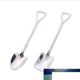 Coffee Scoops 2Pcs/Set Stainless Steel Iron Shovel Spoon Coffee Ice Cream Engineering Retro Cute Square Head Kitchen Gadget Drop Deliv Dhxyd