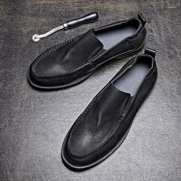 Dress Shoes Soft Leather Mens Business Loafers Luxury Genuine Handmade Style Slip On Comfortable Man Driving Social