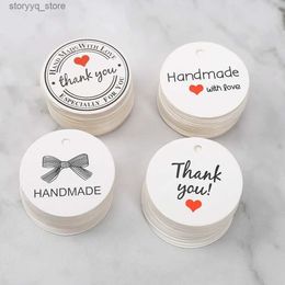 Labels Tags 200pcs White Paper Tags Round Thank You Gift Hang Tag Package Decoration Wedding Birthday Christmas Party Supplies Cake Cards Q240217