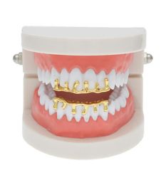 Hip Hop Gold Silver Grillzs Single Tooth Grillz Cap Top Bottom Grill Bling Custom Teeth Volcanic Rock Drop Shape Punk Hip Hop Je7087560