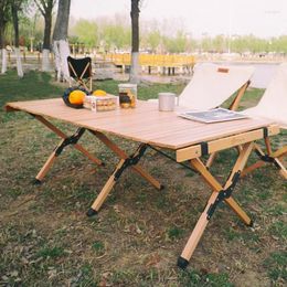 Camp Furniture HOOKI Official Beech Walnut Egg Roll Table Wholesale Outdoor Folding Tables And Chairs Portable Camping Equipment Solid