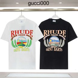 Fashion T Shirt Men Women Designers T-shirts Tees Apparel Tops Man S Casual Chest Letter Shirt Luxurys Clothing Street Shorts Sleeve Clothes RHUDE Tshirts OLZS